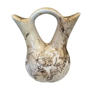 Rare Signed Navajo Wedding Vase w/ Horse Hair
